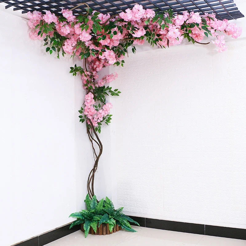 Artificial Cherry Blossom Tree Set Flower Branches and Dead Vine DIY Wedding Party Arch Decoration Home Festival Wall Decoration - Image 2