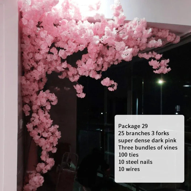 Artificial Cherry Blossom Tree Set Flower Branches and Dead Vine DIY Wedding Party Arch Decoration Home Festival Wall Decoration - Image 11
