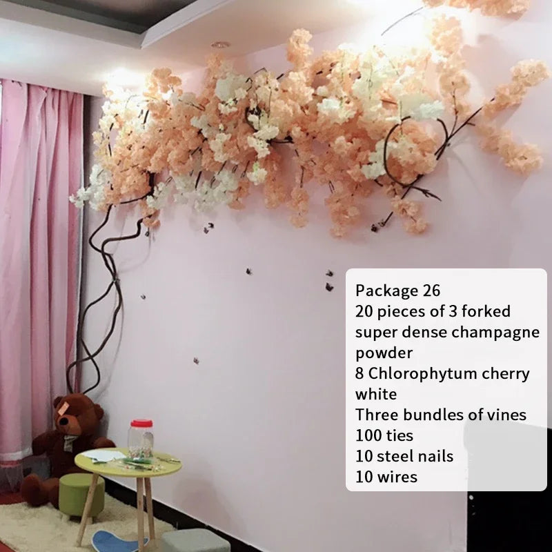 Artificial Cherry Blossom Tree Set Flower Branches and Dead Vine DIY Wedding Party Arch Decoration Home Festival Wall Decoration - Image 14