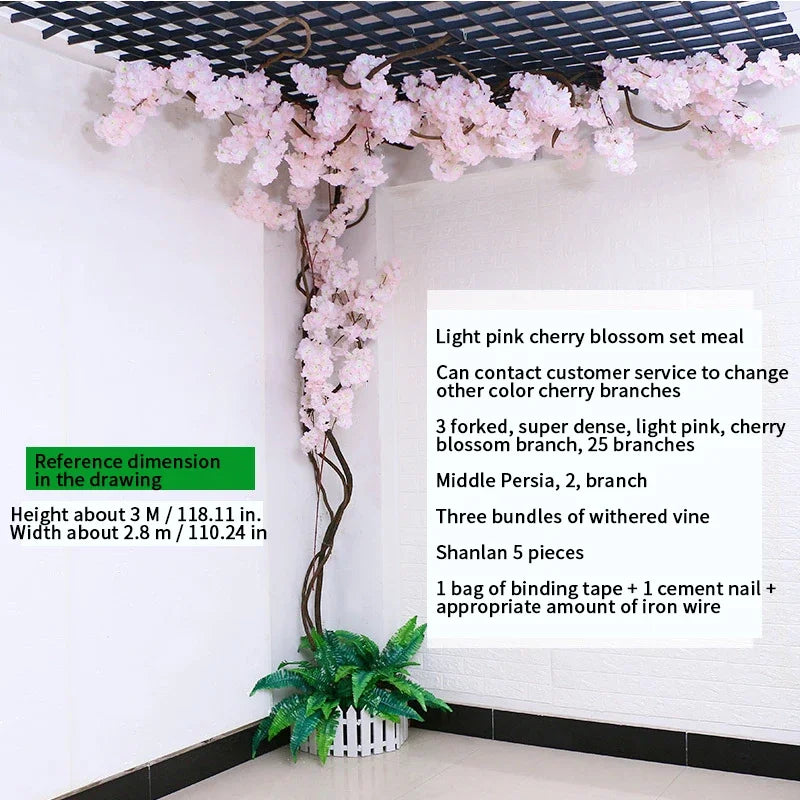 Artificial Cherry Blossom Tree Set Flower Branches and Dead Vine DIY Wedding Party Arch Decoration Home Festival Wall Decoration - Image 20