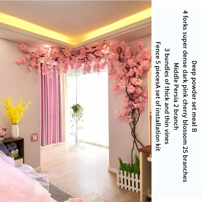 Artificial Cherry Blossom Tree Set Flower Branches and Dead Vine DIY Wedding Party Arch Decoration Home Festival Wall Decoration - Image 23