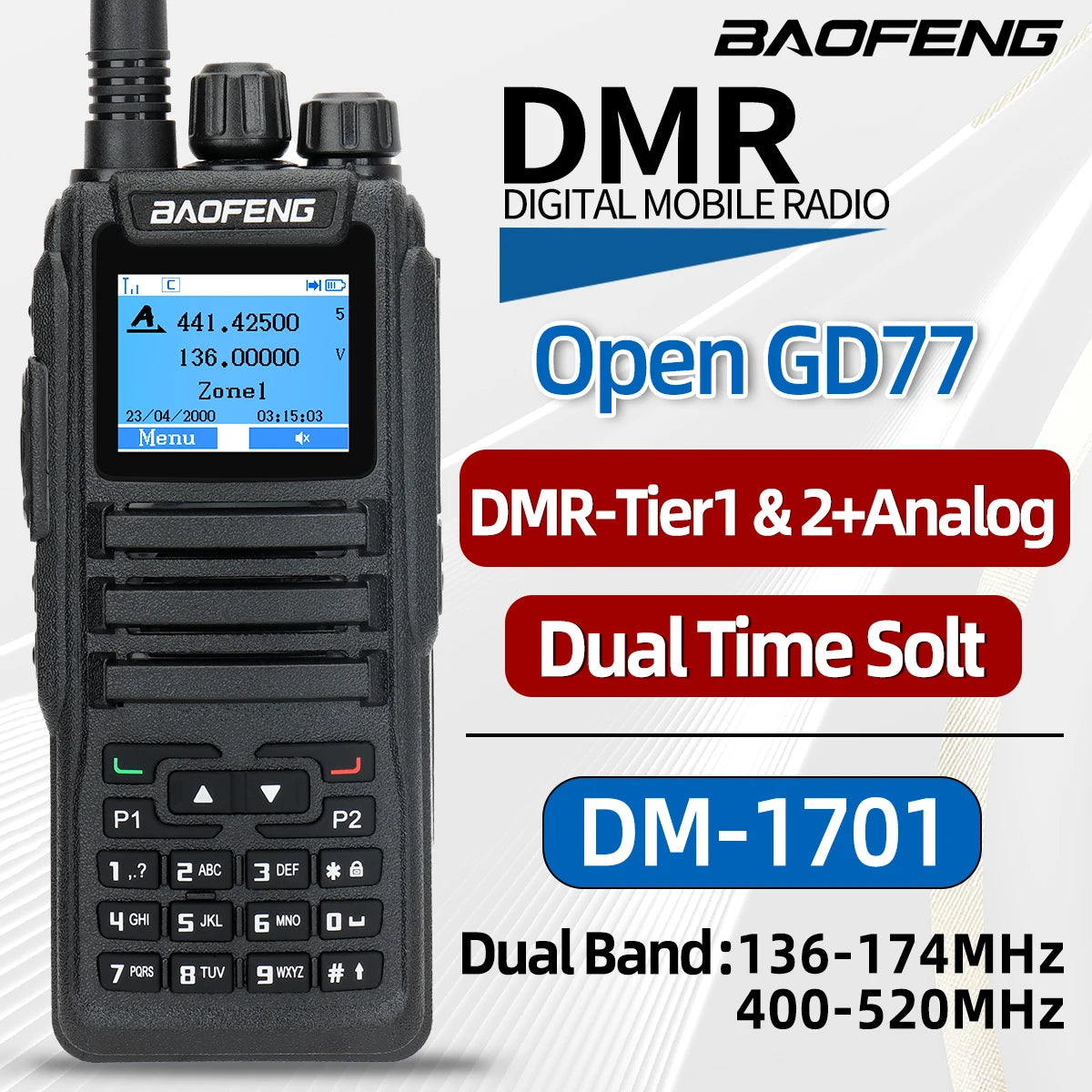 Baofeng DMR DM 1701 Digital Walkie Talkie Dual Mode Analog Two Way Radio Open GD77 Dual Time Slot Tier 1+2 Ham Radio DR 1801 - Image 3