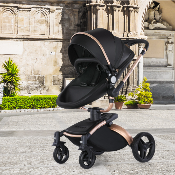 High Landscape Baby Stroller 360-degree Rotation 3-in-1 Basket Foldable - Image 2