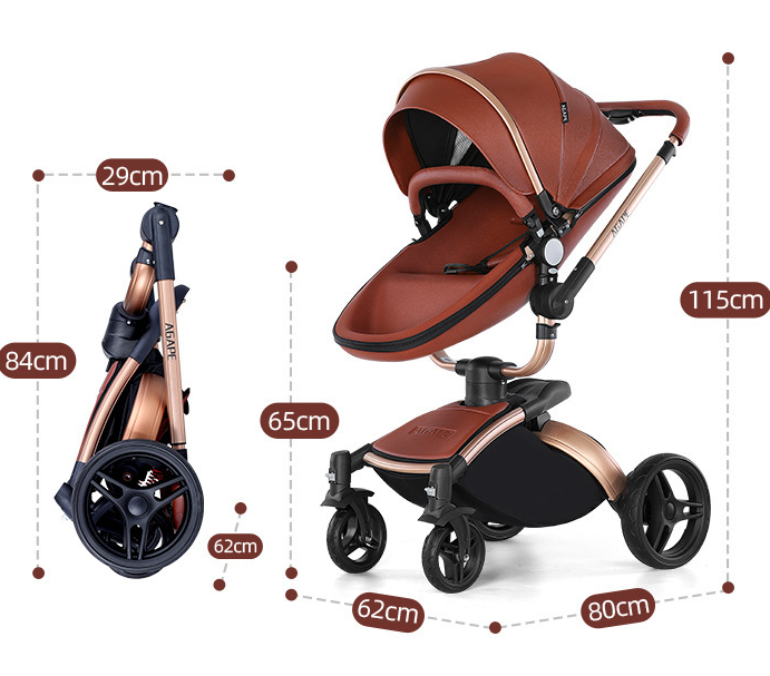 High Landscape Baby Stroller 360-degree Rotation 3-in-1 Basket Foldable - Image 3