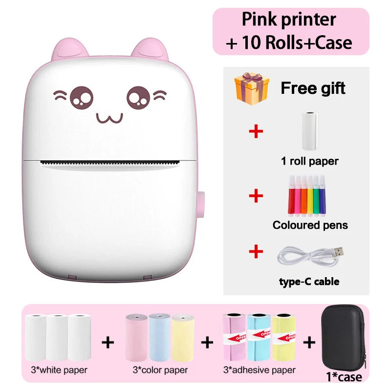 Mini Thermal Printer Wireless BT 200dpi Label Photo Memo Wrong Question Printing Tag Bluetooth Printer USB Cable Portable - Image 17