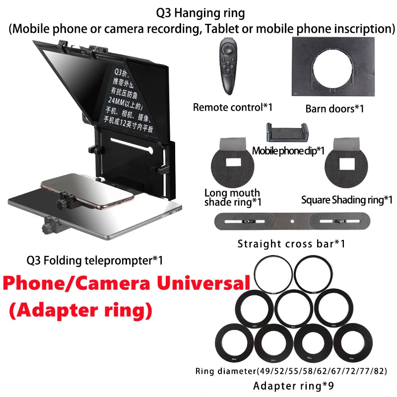 QIYE Q3 Foldable Teleprompter for 12 Tablet Phones iPad Prompting Phones Camera Shooting Tablet Prompter - Image 9