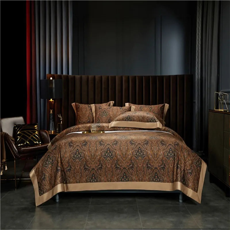 Vintage Brown Chocolate Boho Duvet Cover Set Queen King 4Pcs Luxury 1000TC Egyptian Cotton Soft Bedding Bed Sheet Pillowcases - Image 11