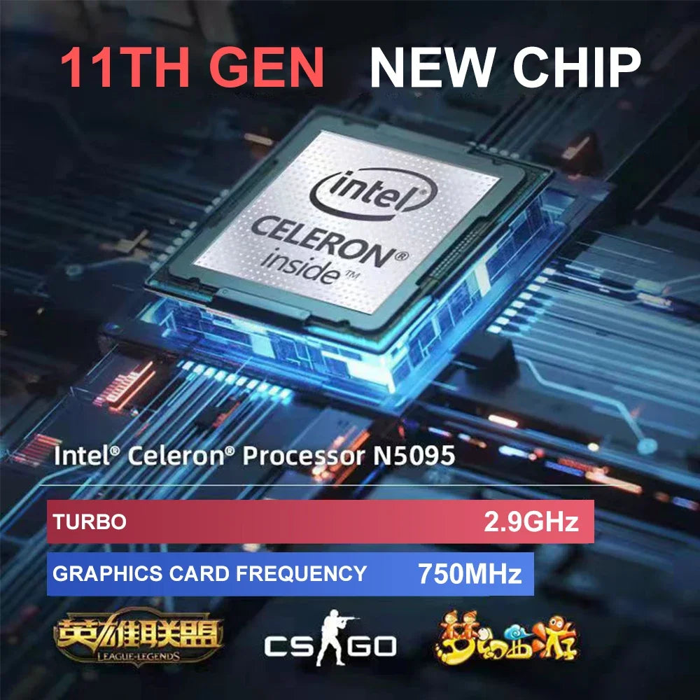 Windows 10 11 Ram 16GB Rom 256GB 512GB 1TB 2TB SSD Ultrabook Computer 2.4G/5.0G Wifi Bluetooth Intel N5095 Gaming Laptop - Image 7